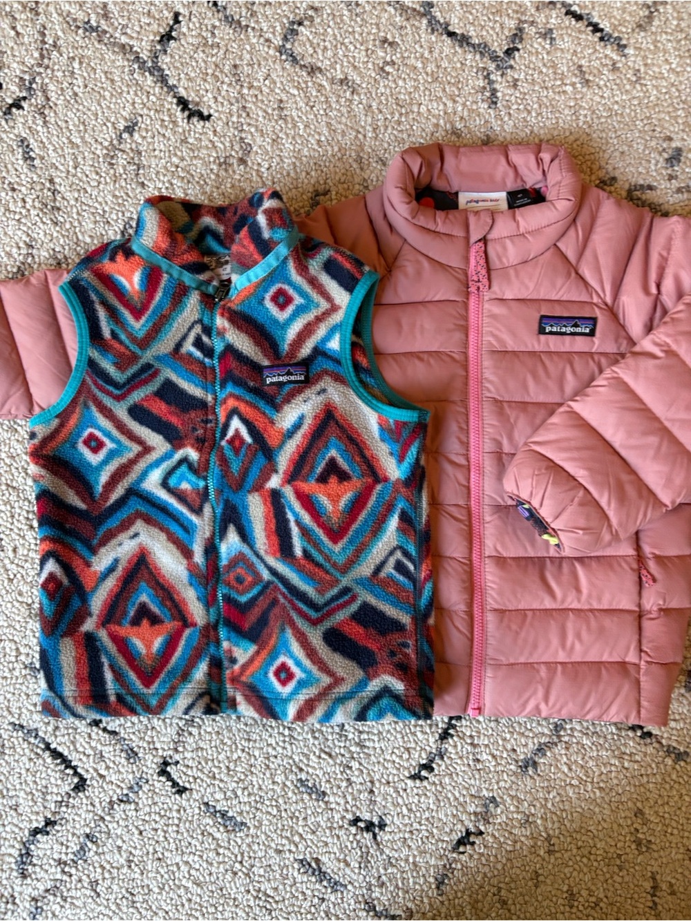 Patagonia Pink Puffer Jacket & Fleece Vest 4T